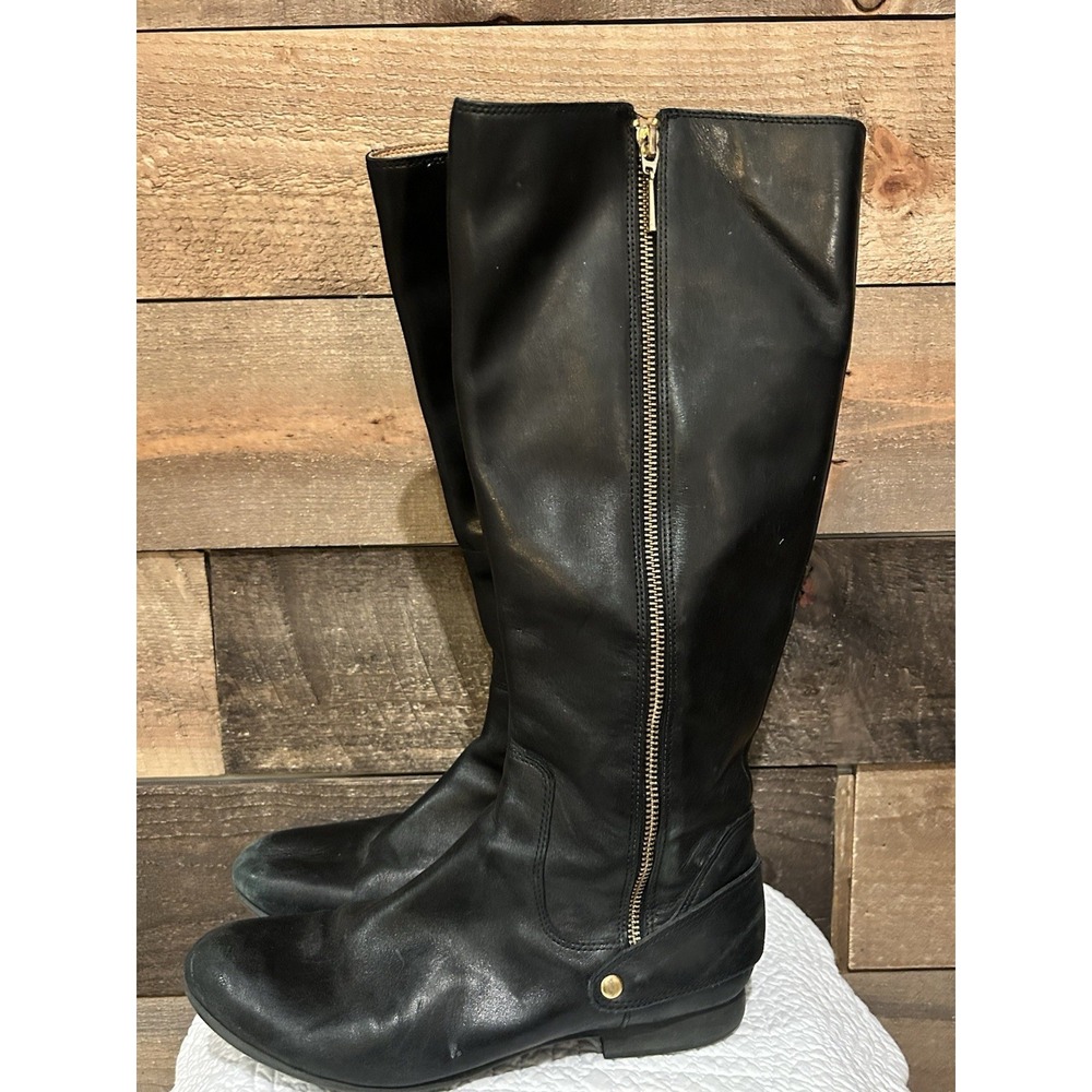 Clarks Black Leather Zip Knee High Boots Womens Size 8.5 M Style 61267